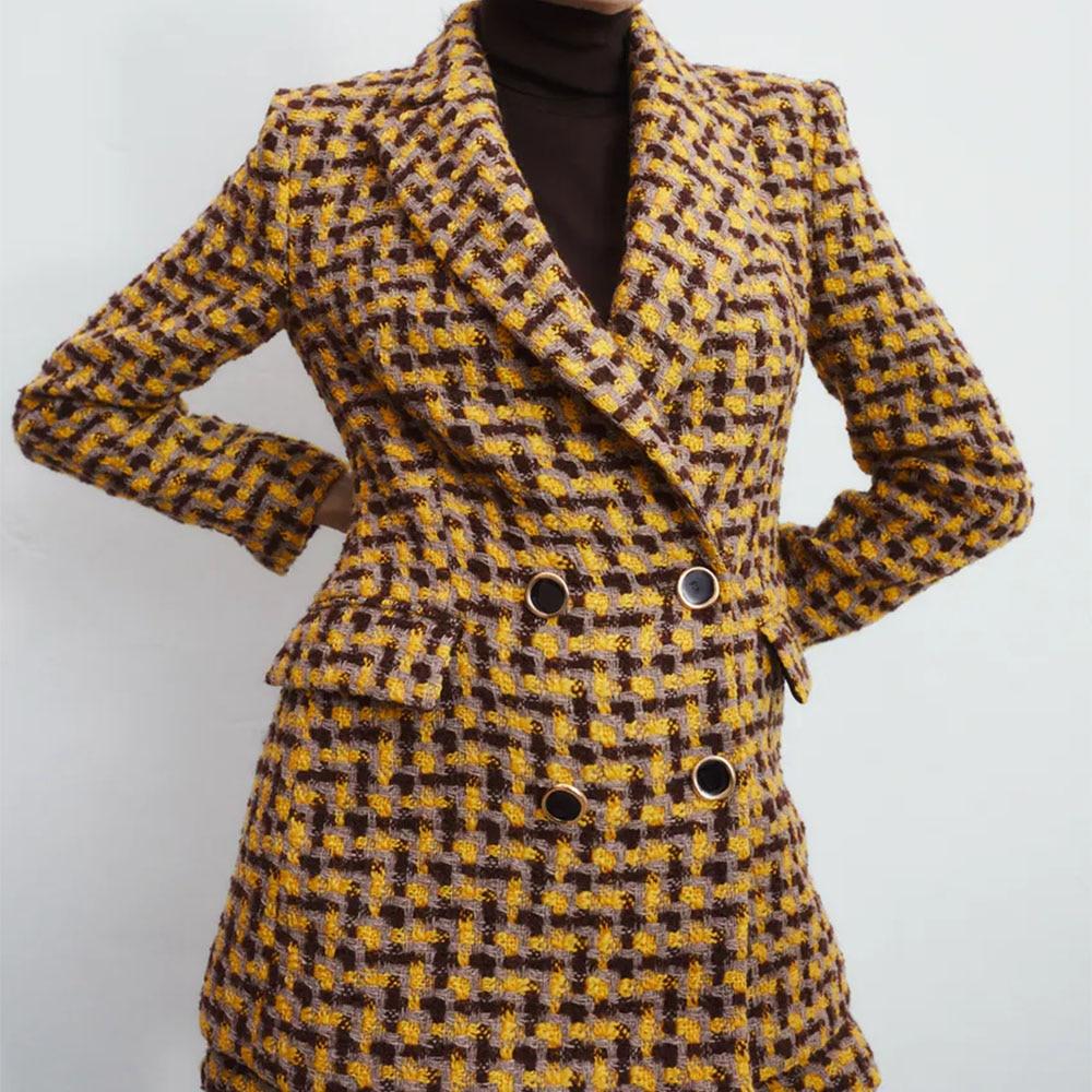 The Hive Houndstooth Long Sleeve Blazer - - DYAVOR®