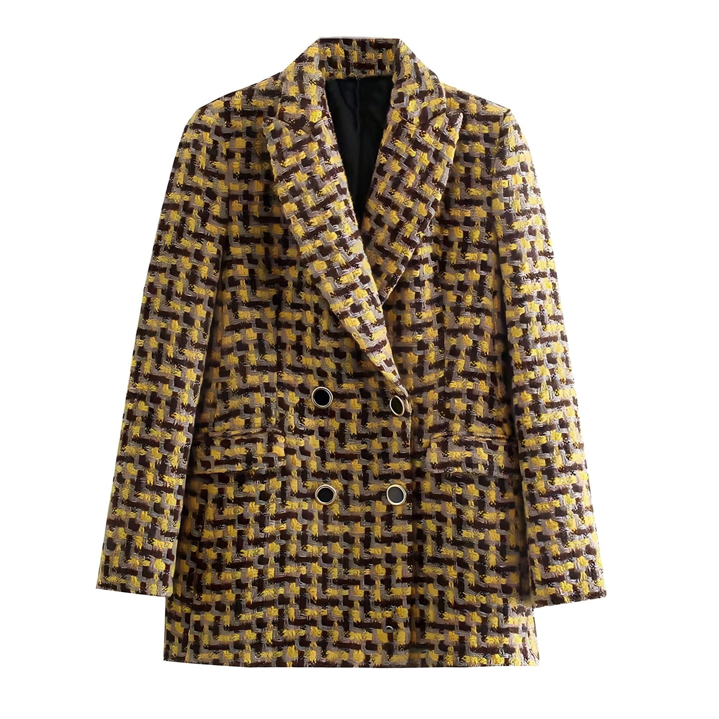 The Hive Houndstooth Long Sleeve Blazer - - DYAVOR®