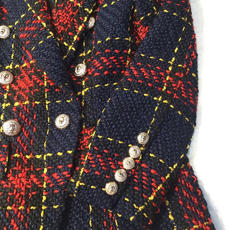 Navy-Red Tweed Blazer - - DYAVOR®