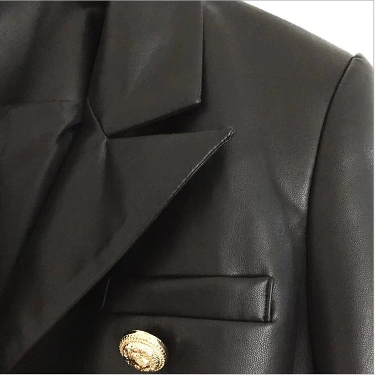 The Katerina Faux Leather Blazer - - DYAVOR®