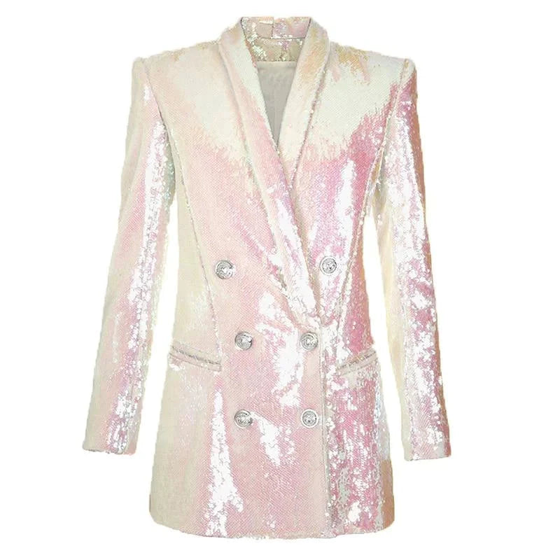 The Pearl Sequin Long Tail Blazer - - DYAVOR®