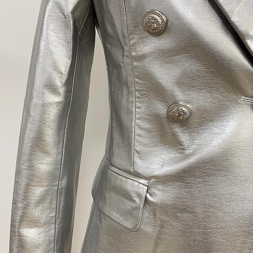 The Margot Faux Leather Blazer - Platinum - - DYAVOR®