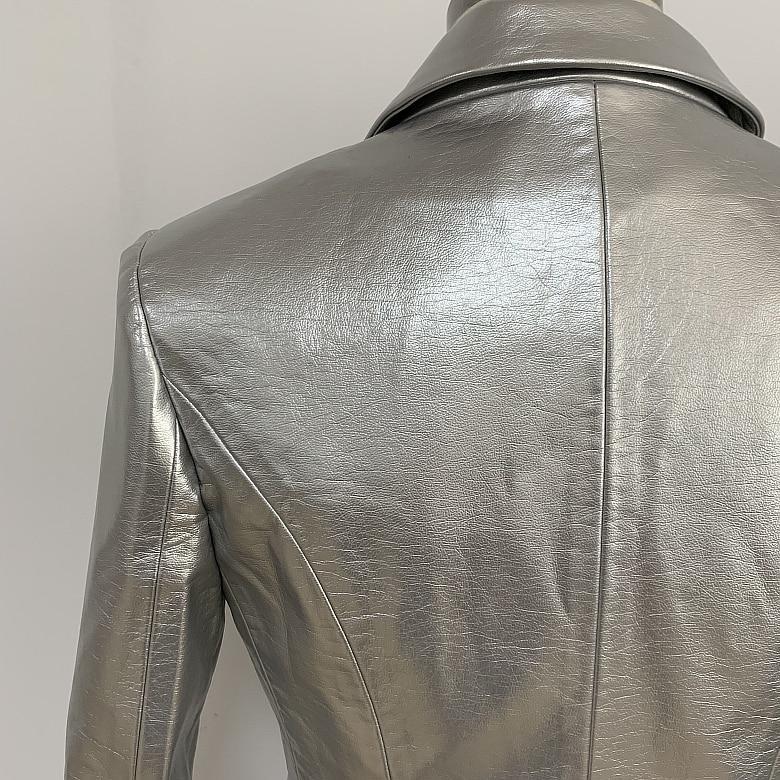 The Margot Faux Leather Blazer - Platinum - - DYAVOR®