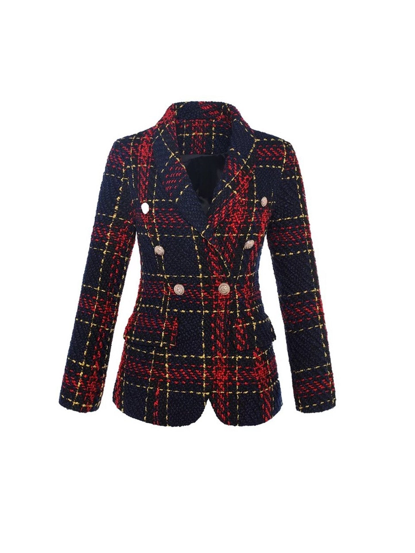 Navy-Red Tweed Blazer - - DYAVOR®