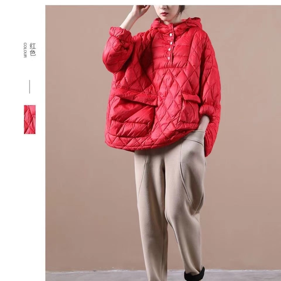 Literary Orange Plus Size Hooded Pullover Short Puffers Jackets(Free Shipping + Limited Stock) - Down Jackets - DYAVOR®