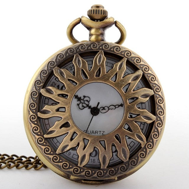 Retro Antique Unisex Bronze Hollow Sunflowers Flip Pocket FOB Watch - Unisex Style Watches - DYAVOR®