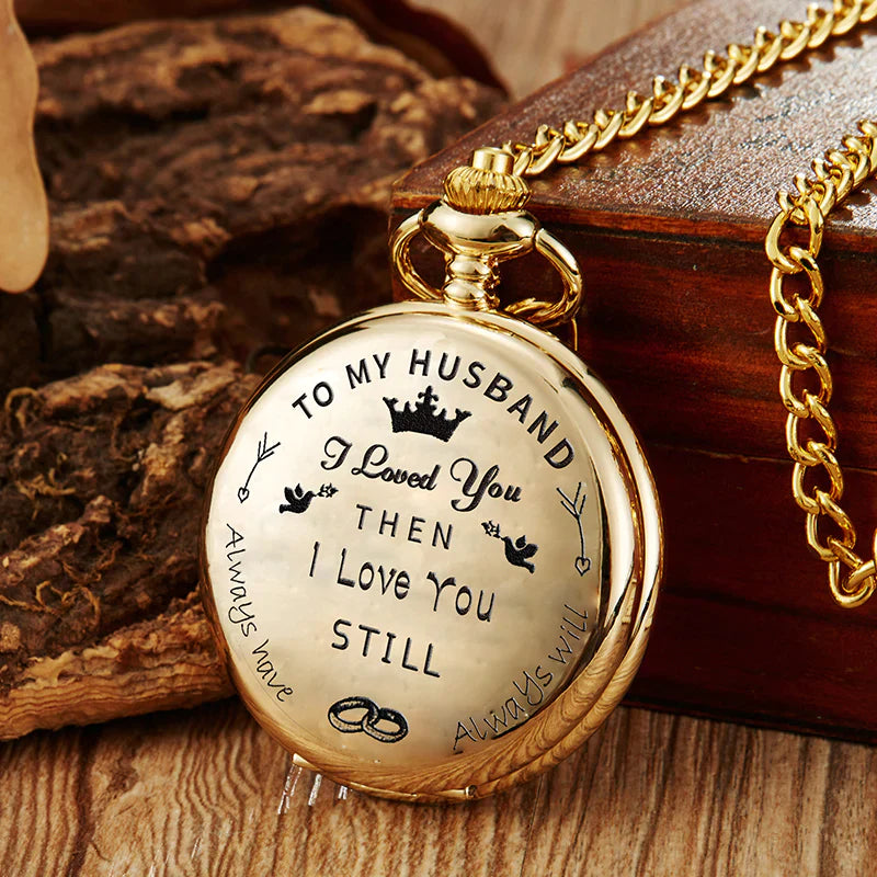 Retro I Love You Full Hunter Quartz Pocket Watch for Men Women - Unisex Style Watches - DYAVOR®