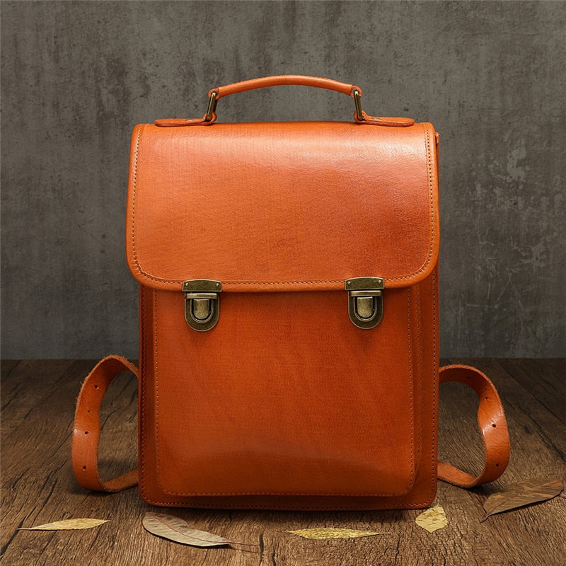 Retro Leather Women British College Large Capacity Cowhide School 13 inch Computer Backpacks - Backpacks - DYAVOR®