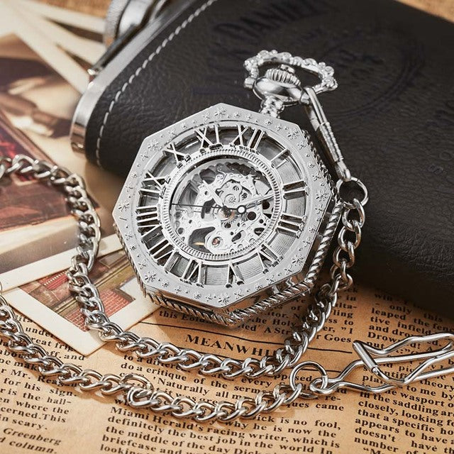 Retro Unisex Analog Hexagonal Mechanical Fob Chain Pocket Watch with Box - Unisex Style Watches - DYAVOR®