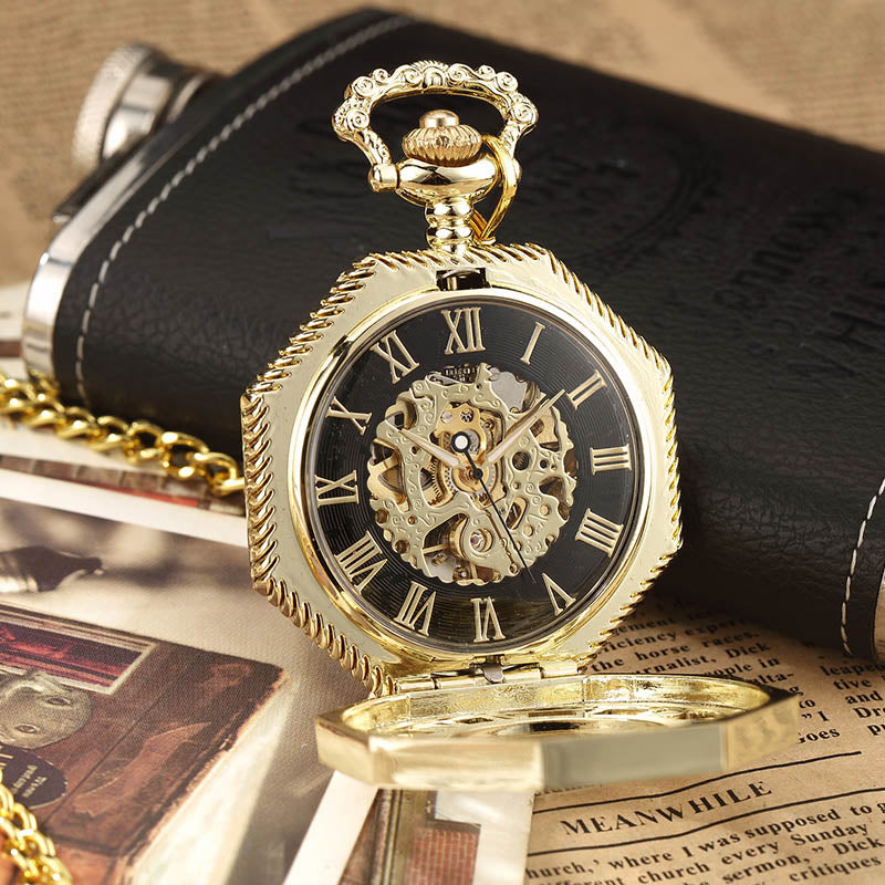 Retro Unisex Analog Hexagonal Mechanical Fob Chain Pocket Watch with Box - Unisex Style Watches - DYAVOR®