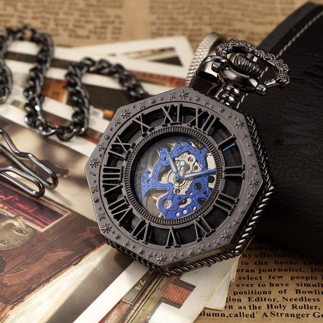 Retro Unisex Analog Hexagonal Mechanical Fob Chain Pocket Watch with Box - Unisex Style Watches - DYAVOR®