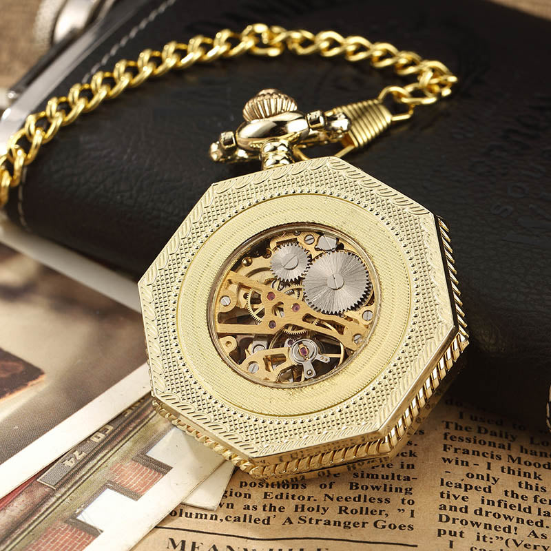 Retro Unisex Analog Hexagonal Mechanical Fob Chain Pocket Watch with Box - Unisex Style Watches - DYAVOR®
