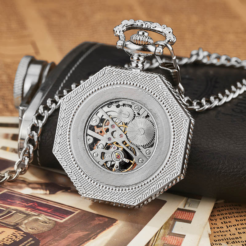 Retro Unisex Analog Hexagonal Mechanical Fob Chain Pocket Watch with Box - Unisex Style Watches - DYAVOR®
