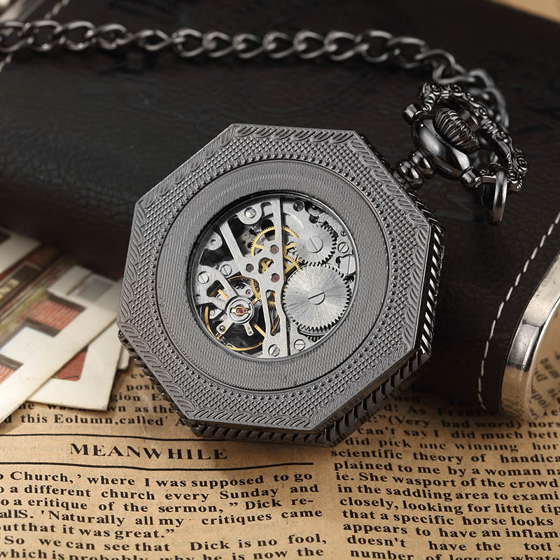 Retro Unisex Analog Hexagonal Mechanical Fob Chain Pocket Watch with Box - Unisex Style Watches - DYAVOR®