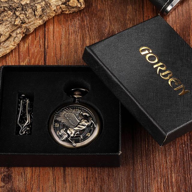 Retro Unisex Bronze Wing Horse Hand Winding Mechanical Pocket FOB Watch - Unisex Style Watches - DYAVOR®