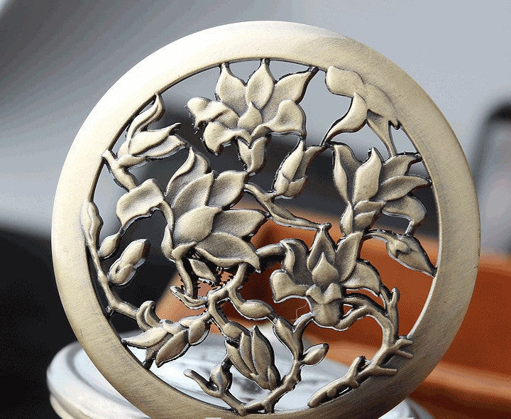Retro Vintage Unisex Bronze Hollow Flower Pocket Watch with Necklace Chain - Unisex Style Watches - DYAVOR®