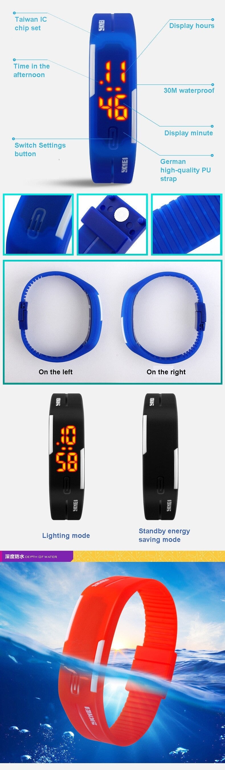 Silicone Electronic LED Digital Sports Watches for Men Women Children - Unisex Style Watches - DYAVOR®