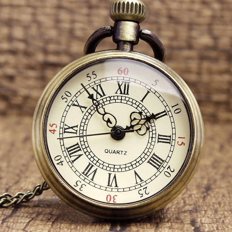Simple Style Unisex Bronze Roman Numerals 82cm Transparent Pocket Watch - Unisex Style Watches - DYAVOR®