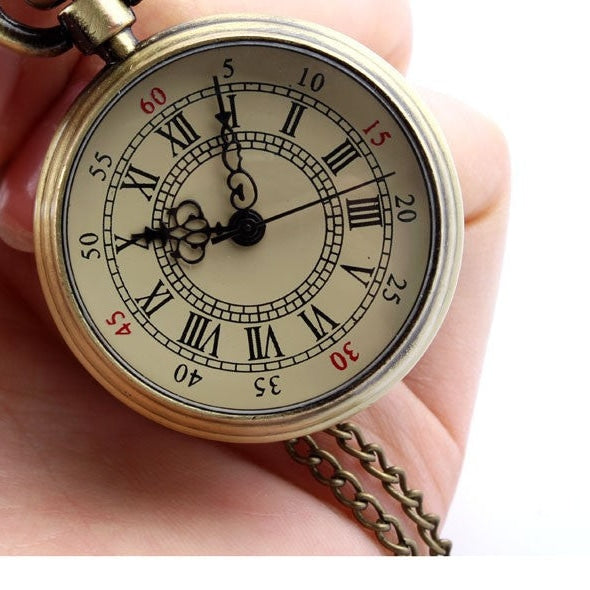 Simple Style Unisex Bronze Roman Numerals 82cm Transparent Pocket Watch - Unisex Style Watches - DYAVOR®