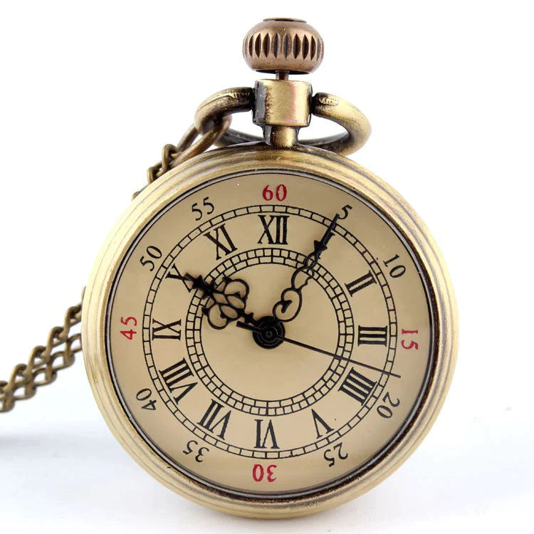 Simple Style Unisex Bronze Roman Numerals 82cm Transparent Pocket Watch - Unisex Style Watches - DYAVOR®