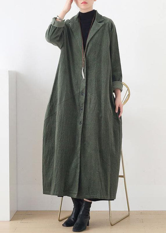 suit collar Fashion striped outfit green loose outwears - Trench coats - DYAVOR®