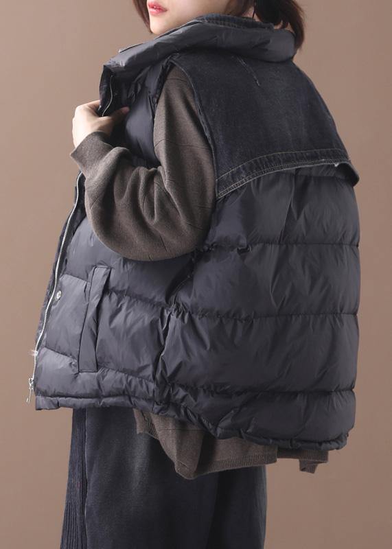 thick black women parka oversized down jacket sleeveless stand collar winter short outwear - - DYAVOR®