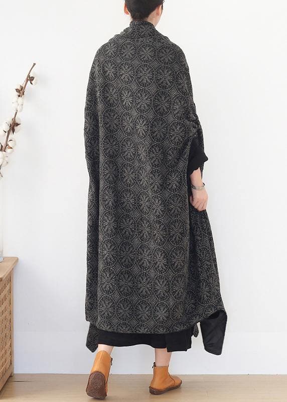 plus size Jackets & Coats cloak coatgrayv neck woolen outwear - Trench coats - DYAVOR®