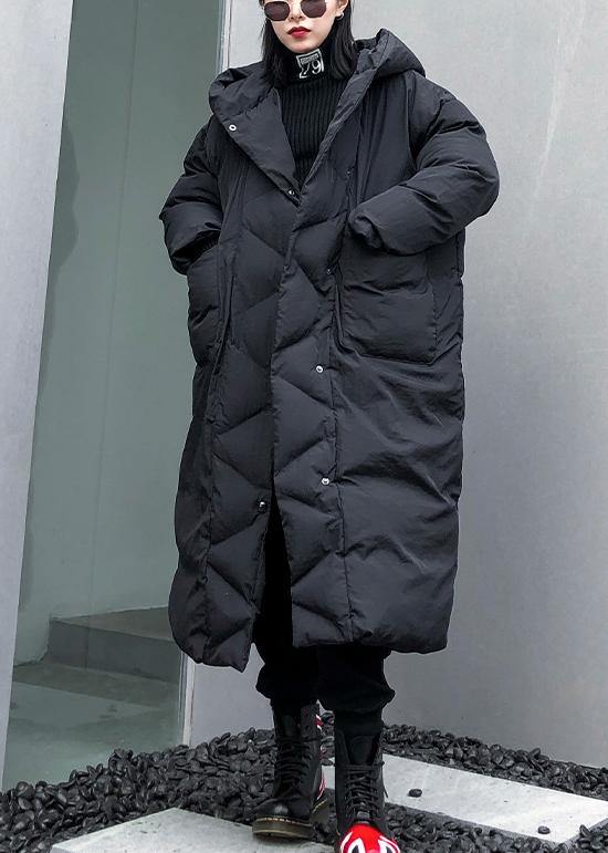 fine black womens parkas plus size winter hooded pockets outwear - - DYAVOR®