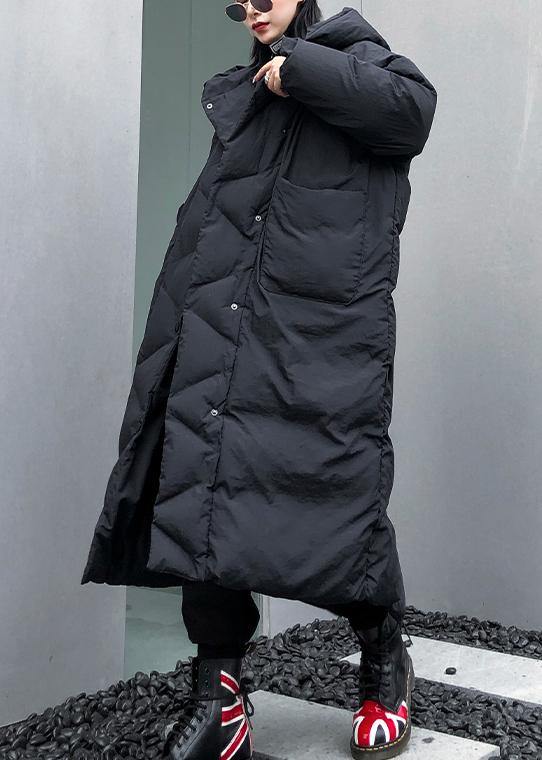 fine black womens parkas plus size winter hooded pockets outwear - - DYAVOR®