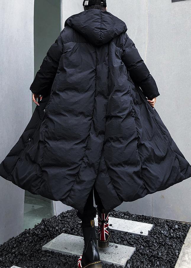 fine black womens parkas plus size winter hooded pockets outwear - - DYAVOR®