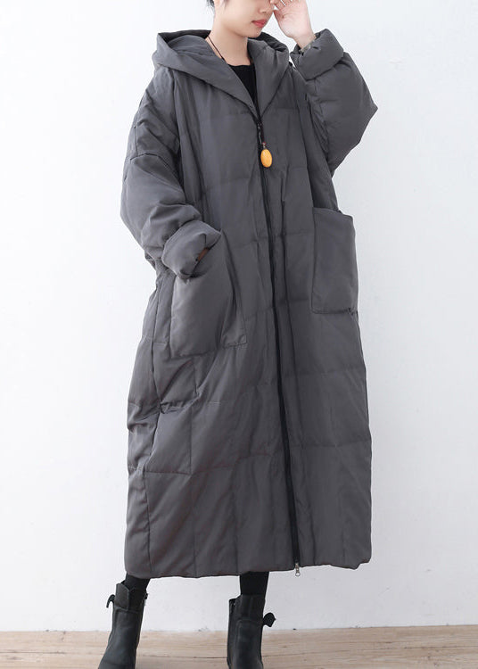 Limited Stock-Gray Warm Down Coat Plus Size Parka thick Hooded Maxi Cardigan - - DYAVOR®