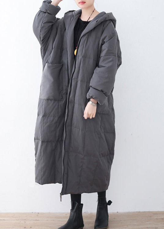 Limited Stock-Gray Warm Down Coat Plus Size Parka thick Hooded Maxi Cardigan - - DYAVOR®