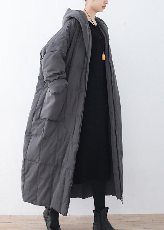 Limited Stock-Gray Warm Down Coat Plus Size Parka thick Hooded Maxi Cardigan - - DYAVOR®