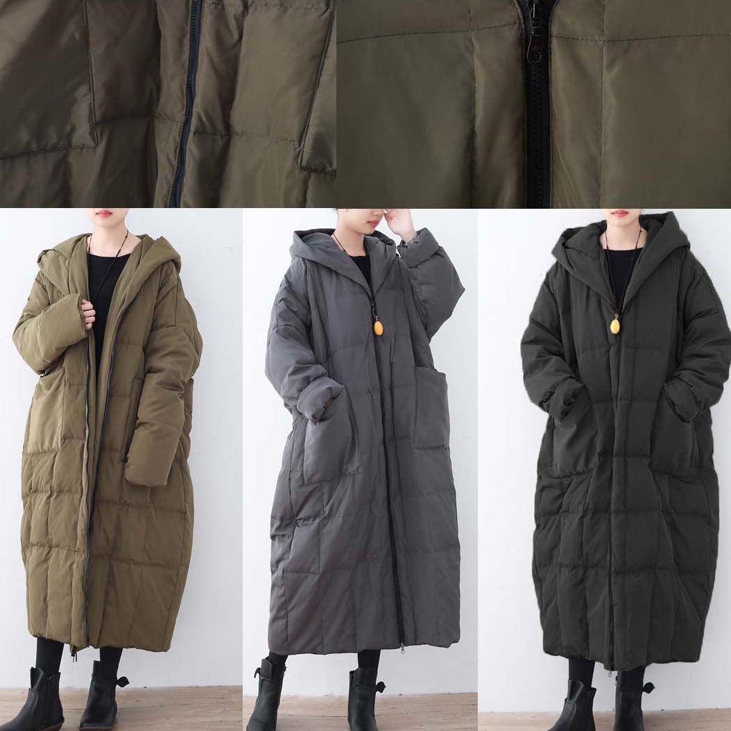 Limited Stock-Gray Warm Down Coat Plus Size Parka thick Hooded Maxi Cardigan - - DYAVOR®