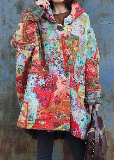 fine red prints winter coats trendy plus size snow jackets hooded patchwork winter coats - - DYAVOR®