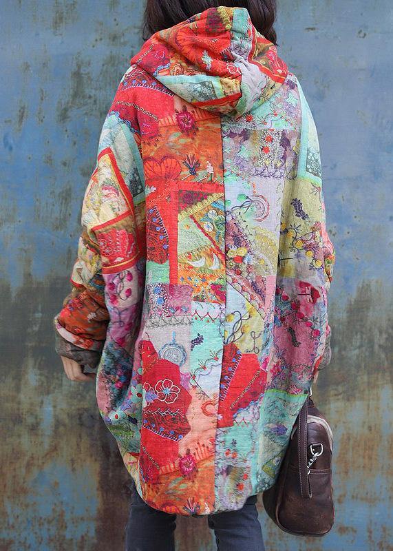fine red prints winter coats trendy plus size snow jackets hooded patchwork winter coats - - DYAVOR®