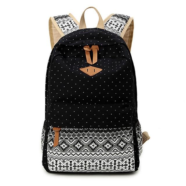 Trendy Canvas Printed Vintage Women's Laptop Rucksack Backpack - Backpacks - DYAVOR®