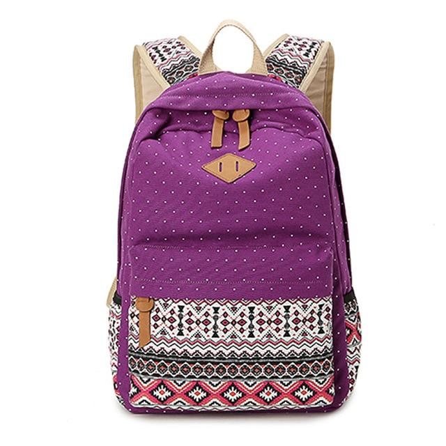 Trendy Canvas Printed Vintage Women's Laptop Rucksack Backpack - Backpacks - DYAVOR®