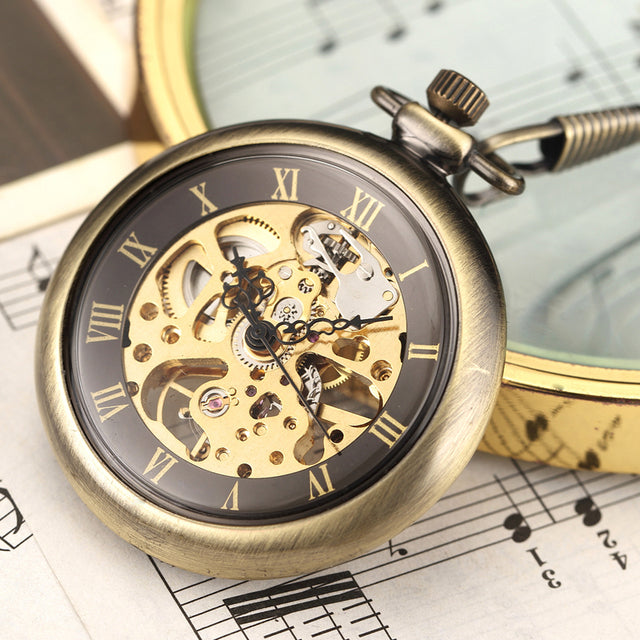 Unique Fashion Silver Steel Skeleton Transparent Mechanical Pocket Watches - Unisex Style Watches - DYAVOR®