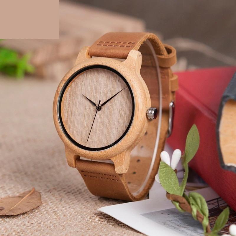 Unisex Bamboo Wooden Quartz Wristwatches with Genuine Leather Band - Watches for Women - DYAVOR®