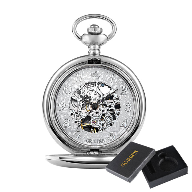 Unisex Black Analog Smooth Automatic Mechanical Hand Wind Pocket FOB Watch - Unisex Style Watches - DYAVOR®