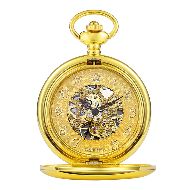 Unisex Black Analog Smooth Automatic Mechanical Hand Wind Pocket FOB Watch - Unisex Style Watches - DYAVOR®