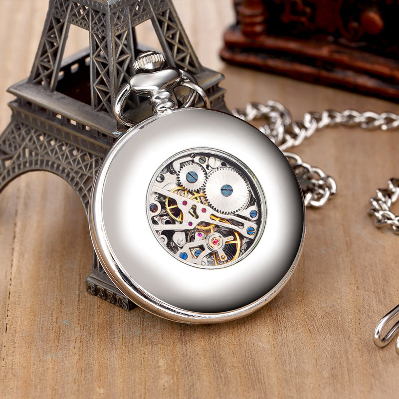Unisex Black Analog Smooth Automatic Mechanical Hand Wind Pocket FOB Watch - Unisex Style Watches - DYAVOR®