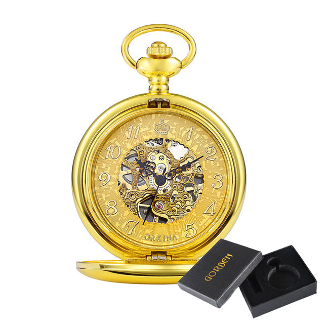 Unisex Black Analog Smooth Automatic Mechanical Hand Wind Pocket FOB Watch - Unisex Style Watches - DYAVOR®