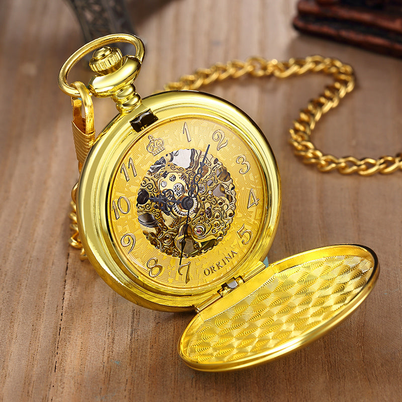 Unisex Black Analog Smooth Automatic Mechanical Hand Wind Pocket FOB Watch - Unisex Style Watches - DYAVOR®