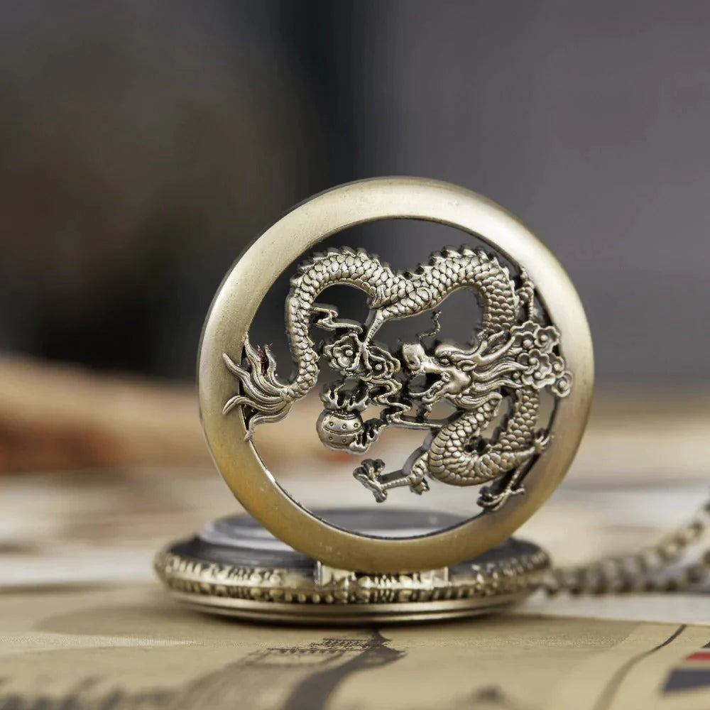 Unisex Classic Dragon and Phoenix Hollow Steampunk Quartz Pocket Watch - Unisex Style Watches - DYAVOR®