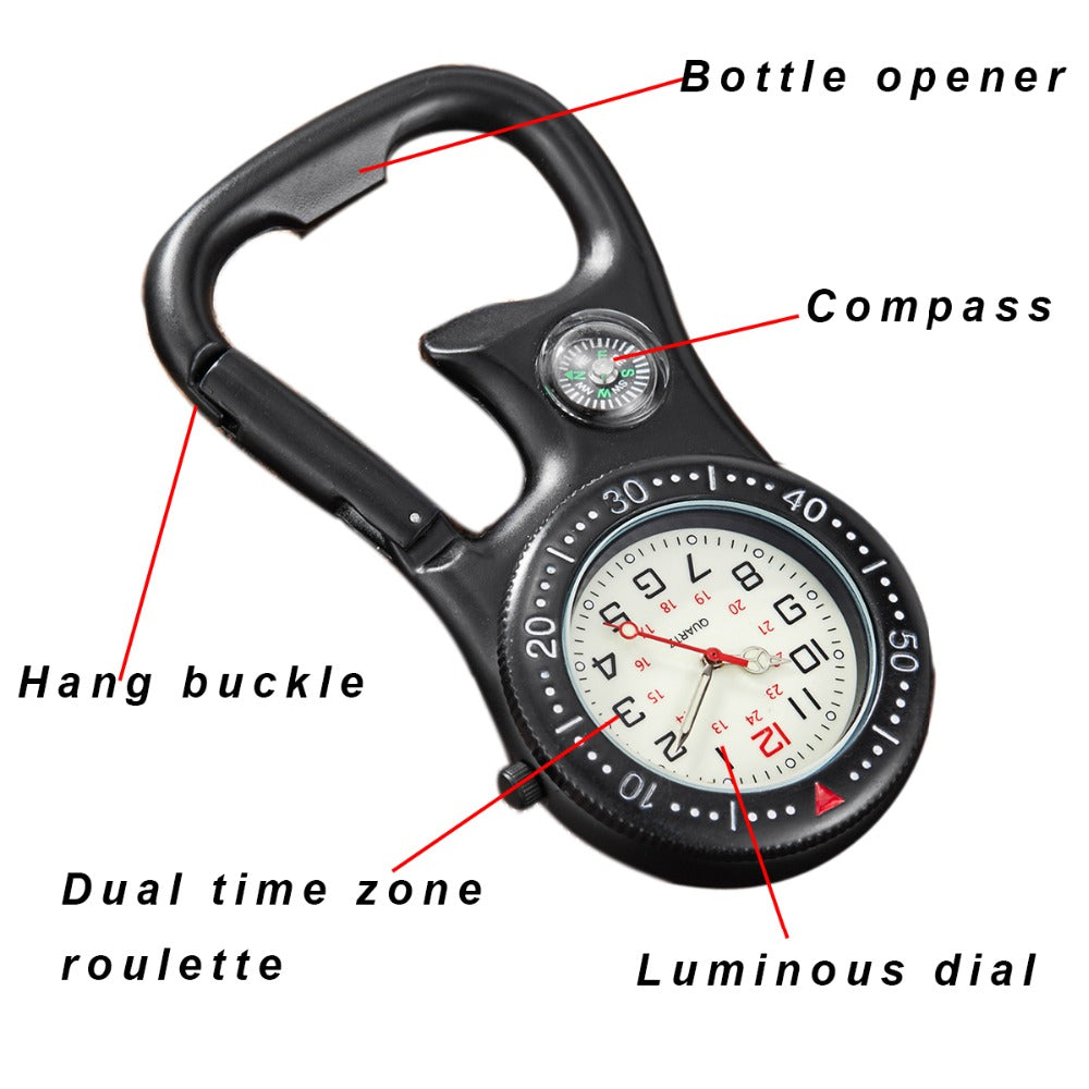 Unisex Compass Bottle Opener Clip-on Carabiner Outdoor Sports Pocket Watch - Unisex Style Watches - DYAVOR®