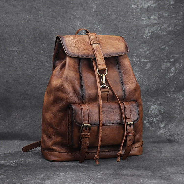 Unisex First Layer Cowhide Leather Retro Large Capacity Laptop Bag - Backpacks - DYAVOR®