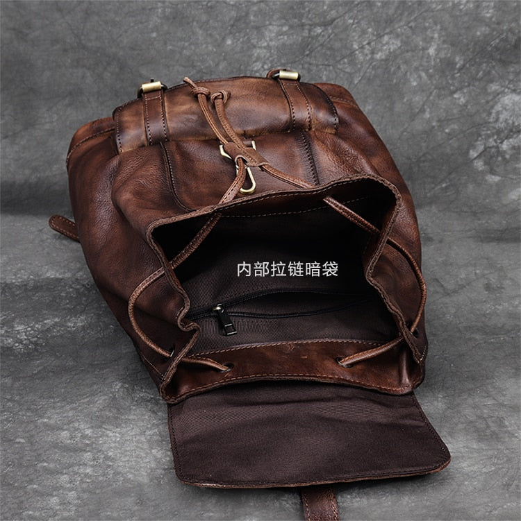 Unisex First Layer Cowhide Leather Retro Large Capacity Laptop Bag - Backpacks - DYAVOR®