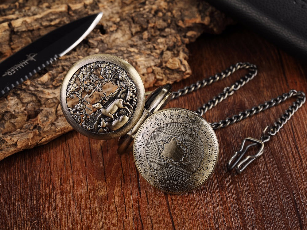 Unisex Golden Sliver Bronze Hollow Goat Deer Mechanical Pocket FOB Watch - Unisex Style Watches - DYAVOR®